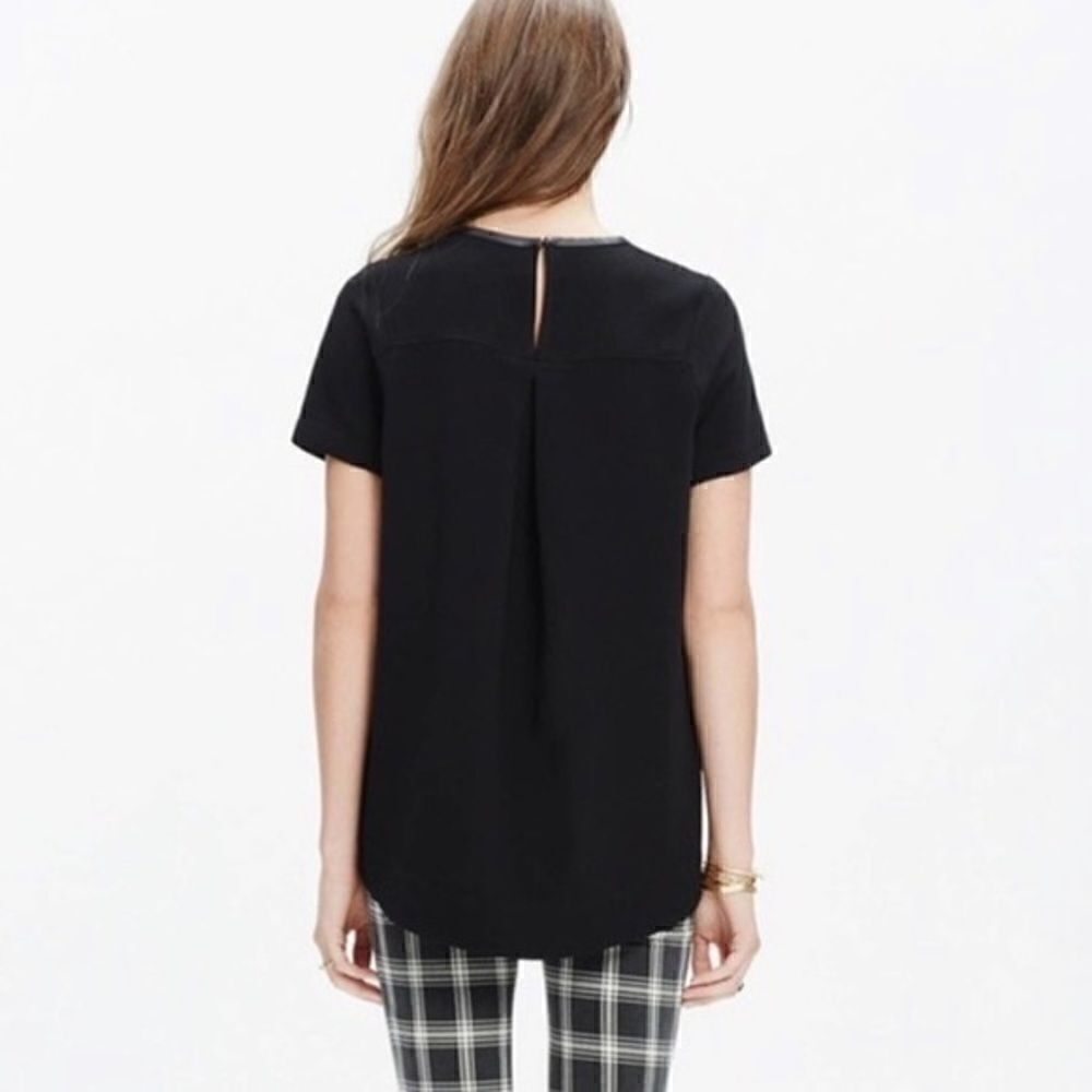 Madewell  Blouse Leather Collar in Black Size XS - Picture 3 of 10